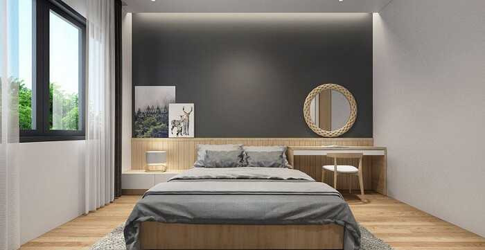 Thiết kế phòng ngủ tối giản với nội thất được tận dụng tối đa công năng mang đến sự hiện đại, thoáng đãng