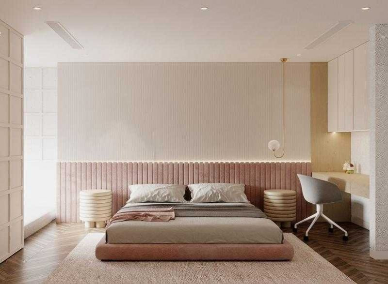 Phòng ngủ được bài trí nội thất đơn giản mang cảm giác thoải mái