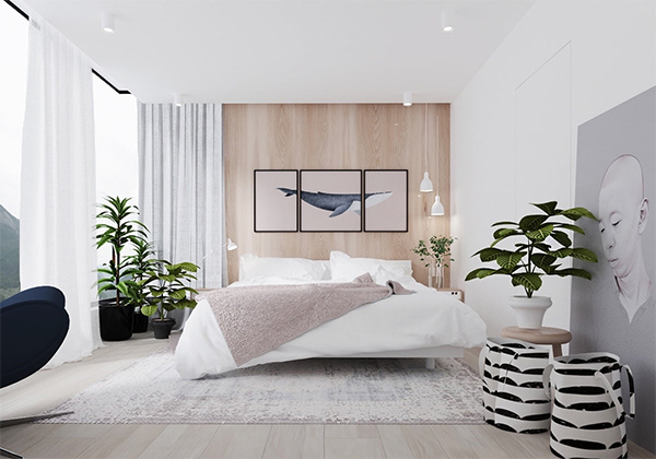 Thiết kế phòng ngủ nhà ống 1 tầng 5x20 phong cách hiện đại và tối giản
