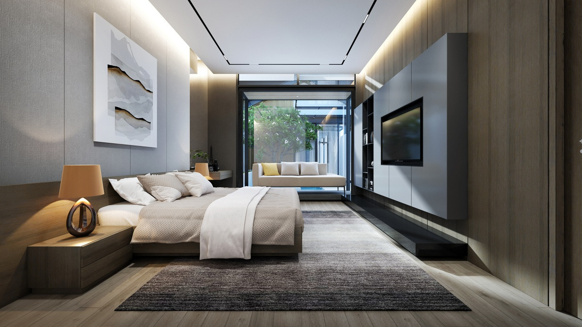 Nội thất trong phòng ngủ với thiết kế tối giản