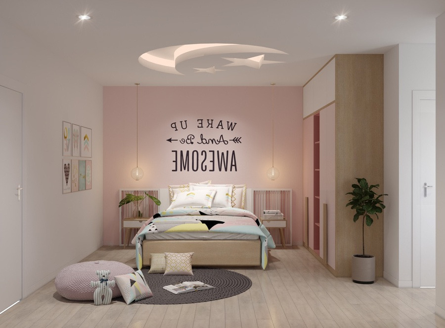 Mẫu phòng ngủ phong cách hiện đại dành cho bé gái