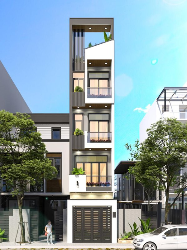 Mô hình nhà phố mặt tiền 3m 5 tầng có thể bố trí lên tới 5 đến 6 phòng ngủ