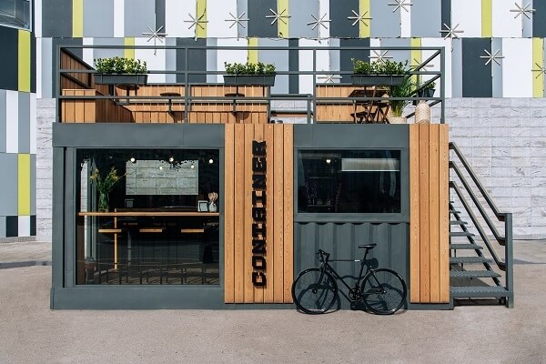 Nhà container làm quán cafe phong cách Châu Âu