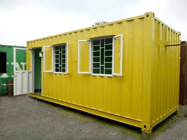 Nhà container làm văn phòng màu vàng bắt mắt