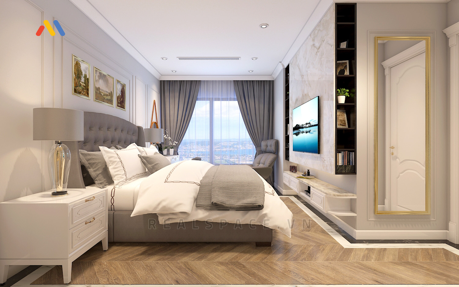 Mẫu thiết kế trần thạch cao phẳng phòng ngủ đẹp - mẫu 7