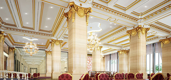Trần thạch cao dát vàng khách sạn hiện đại, đẹp mê hồn