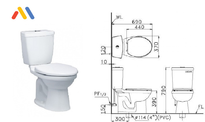 Bồn cầu kích thước nhỏ giúp tối ưu không gian trong nhà vệ sinh