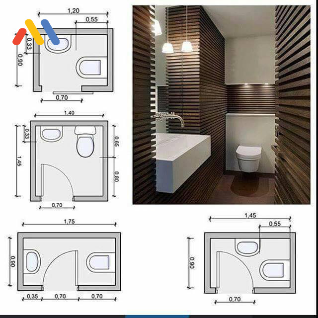 Chi tiết lắp đặt thiết bị vệ sinh cho phòng tắm kích thước nhỏ