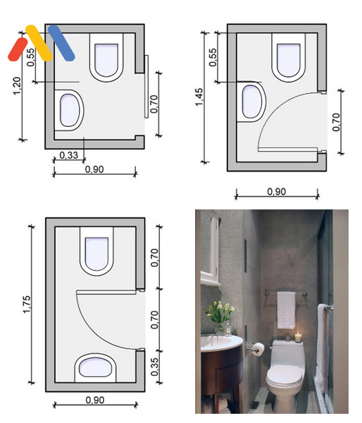 Tiêu chuẩn lắp đặt thiết bị vệ sinh cho phòng tắm có kích thước vừa