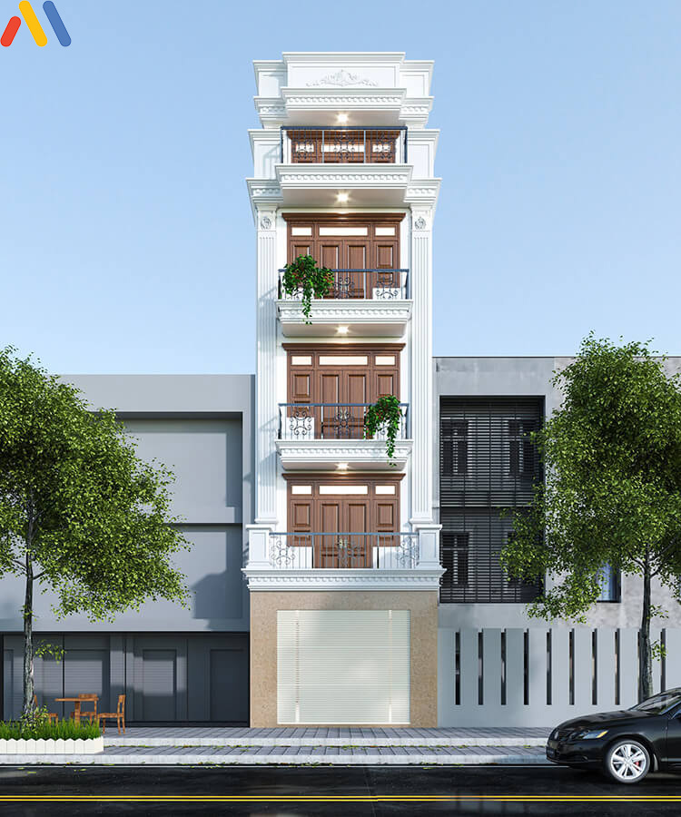 Gợi ý mẫu nhà phố 5 tầng với mặt tiền 5m đơn giản.