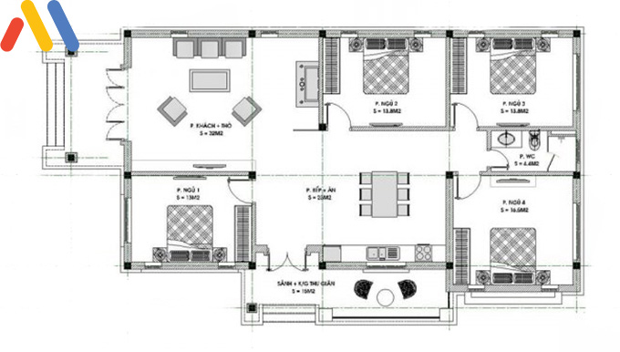 15 mẫu thiết kế nhà cấp 4 4 phòng ngủ 1 phòng thờ đẹp 2023