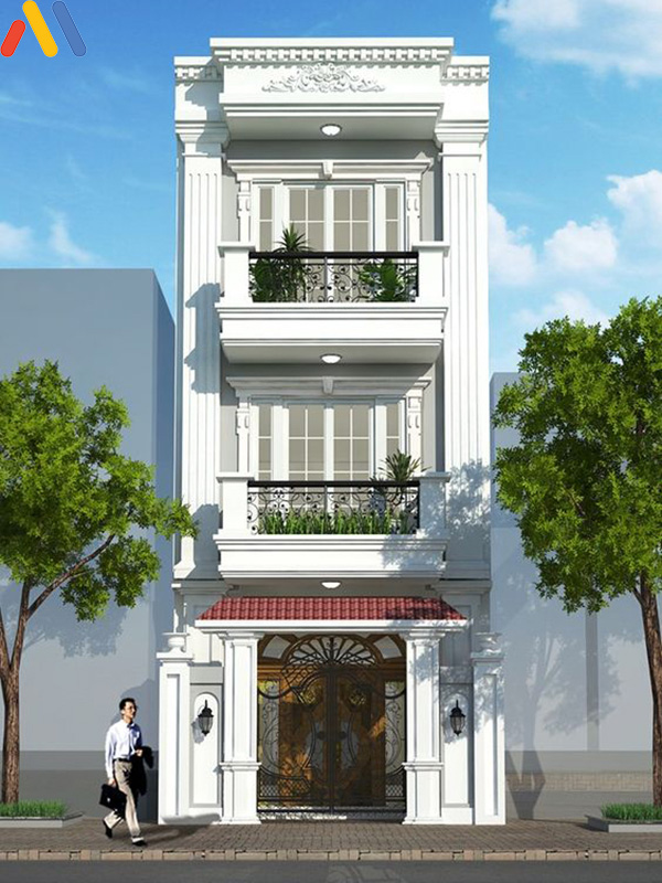 mẫu thiết kế nhà phố 3 tầng đẹp với phong cách tân cổ điển