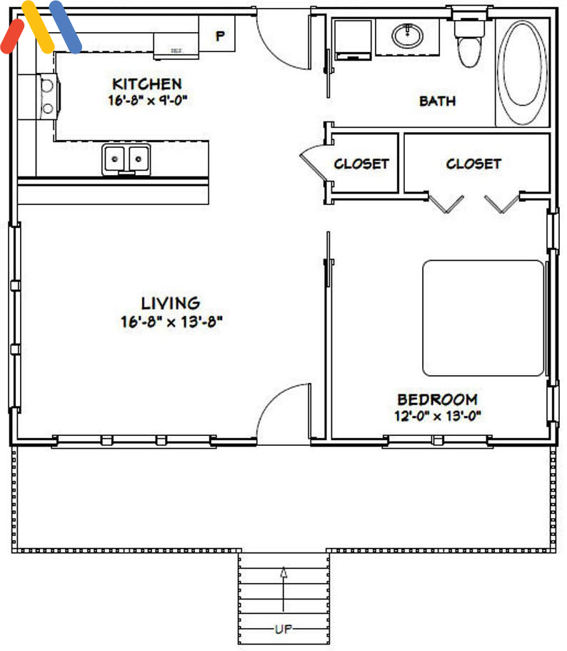 Mẫu thiết kế nhà cấp 4 có 1 phòng ngủ thiết kế mái chéo hiện đại