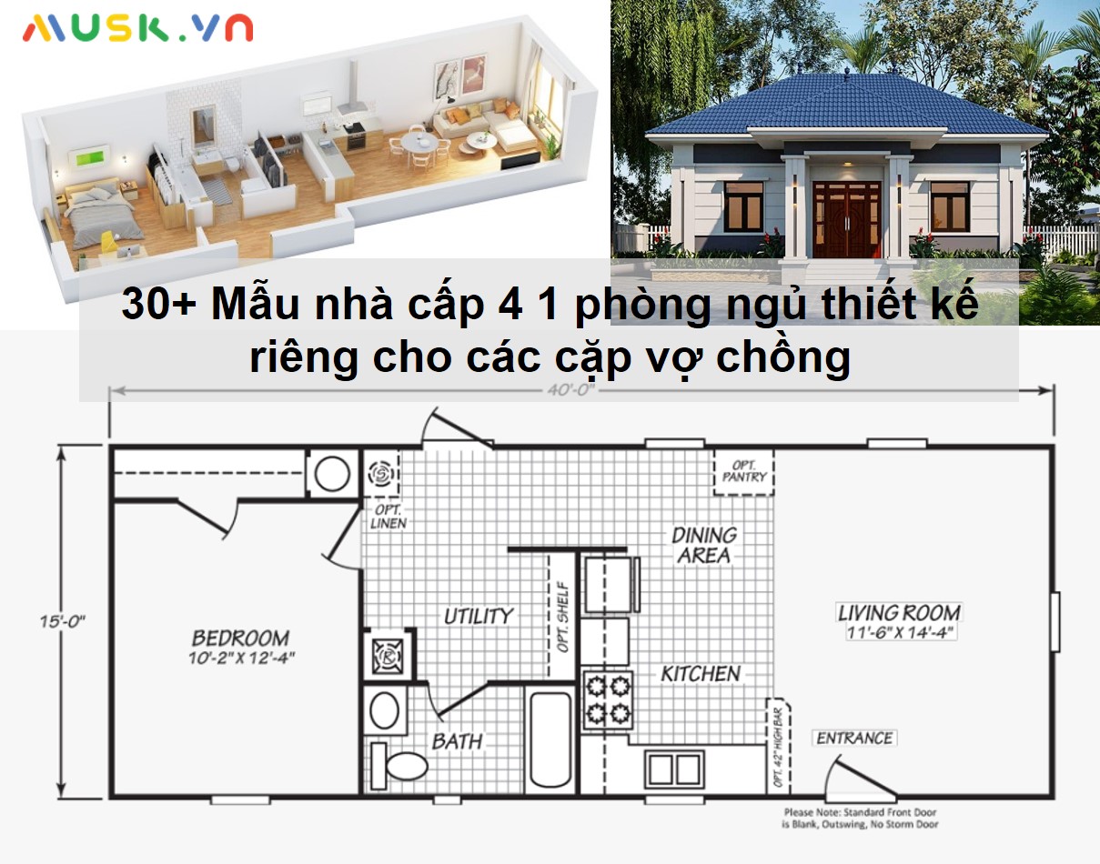 Bản vẽ nhà cấp 4 có 2 phòng ngủ mái thái đẹp xinh xinh anh Nam T06/2022