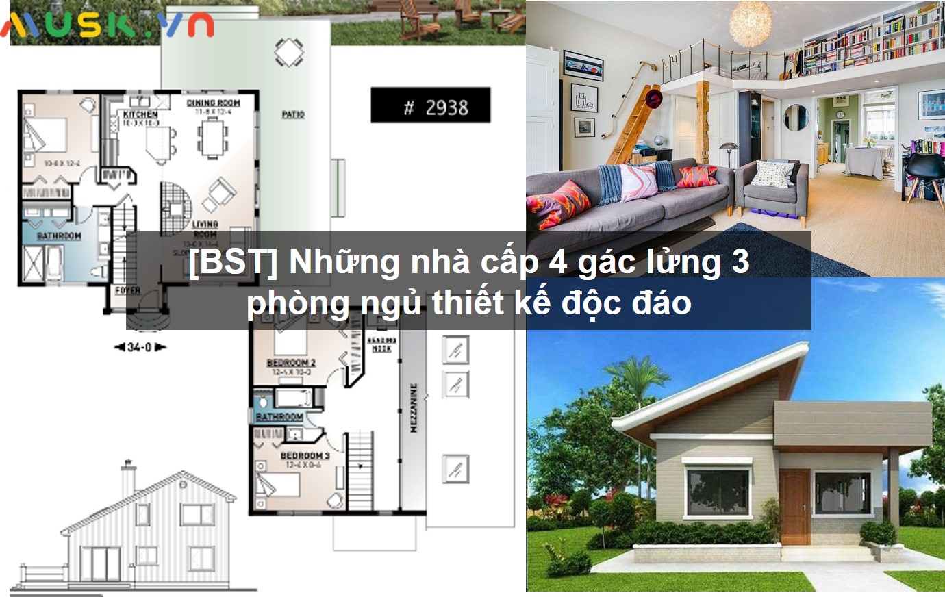 Mẫu nhà cấp 4 có gác lửng 5x16,5 mái thái 3 phòng ngủ ở Đồng Nai