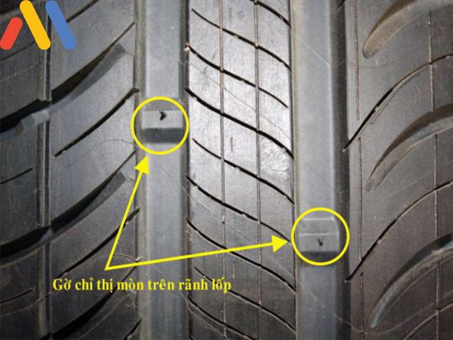 Khi nào cần thay lốp xe ô tô - Gờ chỉ thị mòn trên rãnh lốp