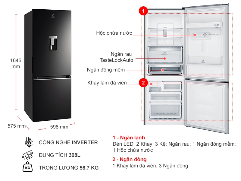 Tủ lạnh áp dụng nhiều công nghệ hiện đại, tiện ích