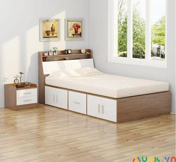 có nên đóng giường bằng gỗ công nghiệp có ngăn kéo màu trắng