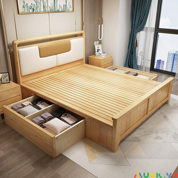 có nên đóng giường bằng gỗ công nghiệp vân sáng, độc đáo