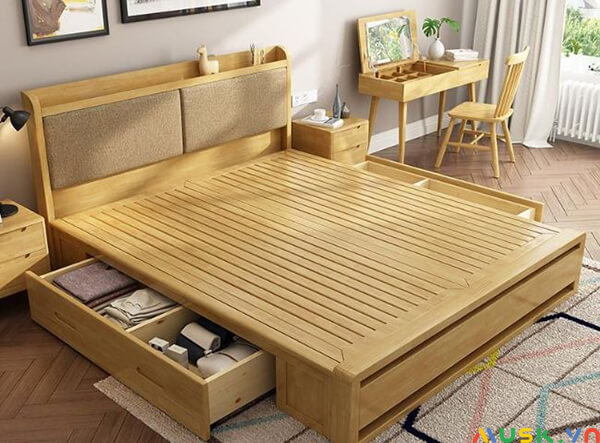 Có nên dùng giường gỗ Keo? Giường hộp từ gỗ Keo