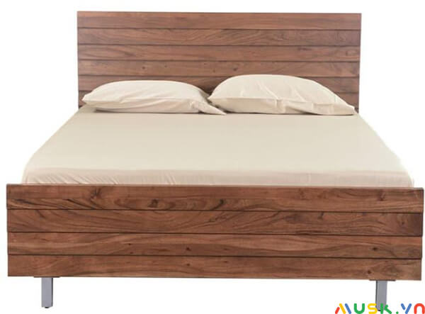 Giường gỗ Keo chân kim loại thuận tiện cho quá trình di chuyển
