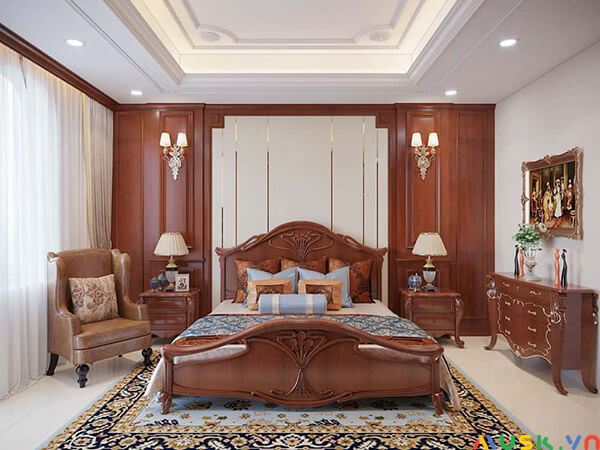 Giường gỗ Đinh Hương với màu sắc tự nhiên, cuốn hút