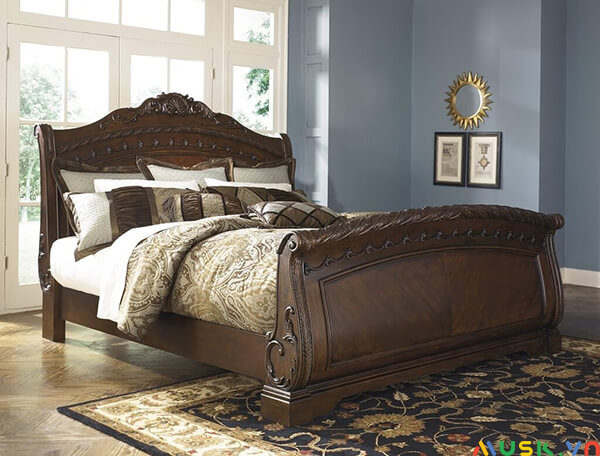 Giường gỗ Đinh Hương với thiết kế vân gỗ đẹp mắt