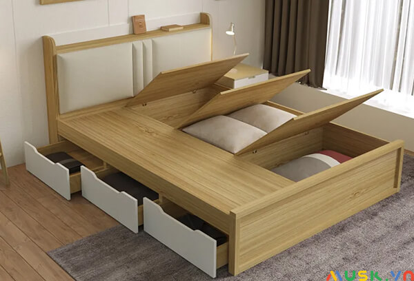 giường gỗ công nghiệp thiết kế độc đáo và bắt kịp xu thế