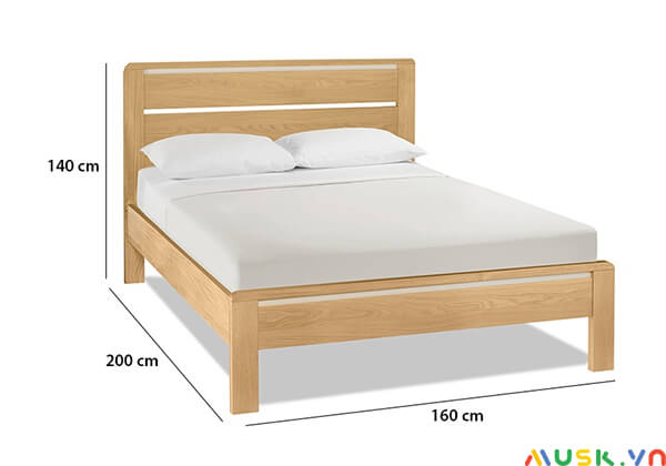kích thước giường đôi gỗ công nghiệp