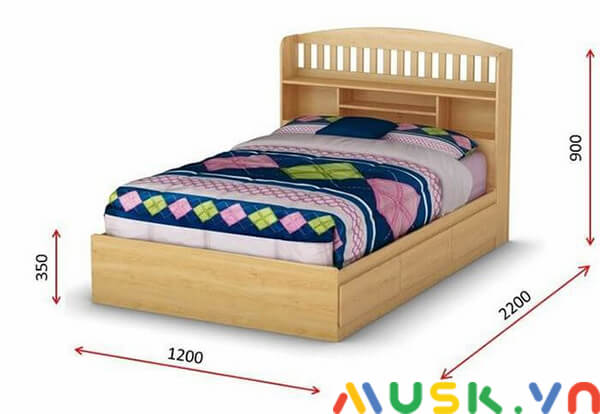 kích thước giường gỗ trẻ em