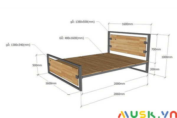 kích thước giường gỗ đơn được dùng nhiều hiện nay