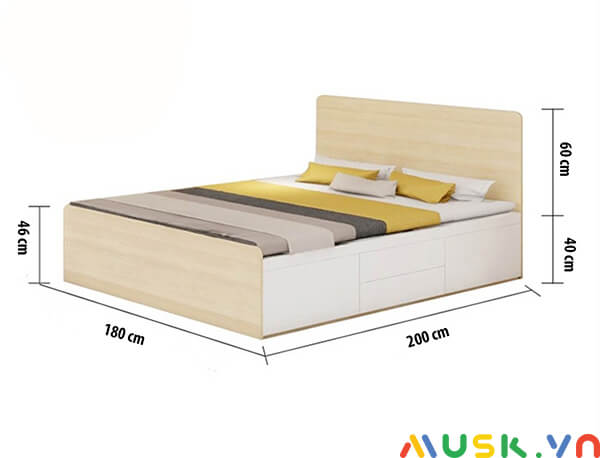 kích thước giường gỗ khách sạn