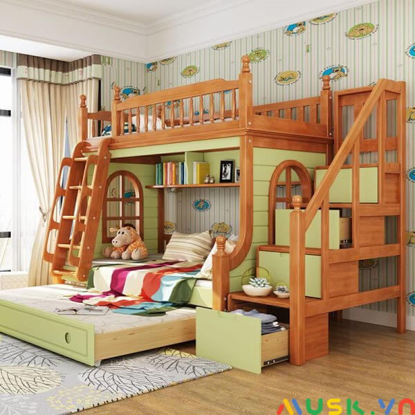 kích thước giường tầng gỗ cho trẻ