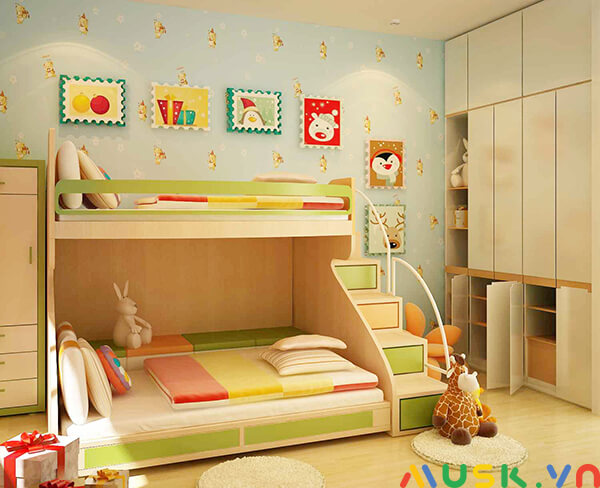 kích thước giường tầng gỗ cho trẻ em