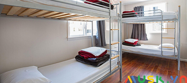 kích thước giường tầng ký túc xá khung sắt và gỗ kết hợp