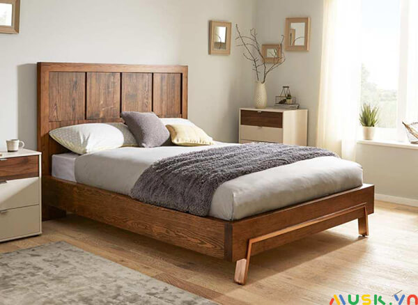 Giường gỗ Xoan Đào tự nhiên thiết kế lạ mắt tạo điểm nhấn độc đáo cho không gian phòng ngủ