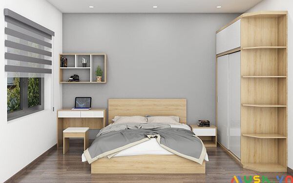 Giường ngủ gỗ gỗ công nghiệp tiết kiệm diện tích