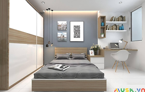 Phòng ngủ thêm phần ấm cúng với bộ nội thất gỗ cao cấp