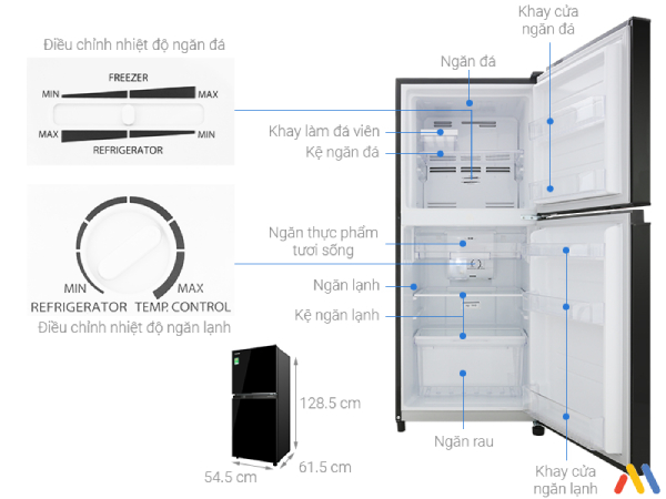 Kích thước tủ lạnh Toshiba Inverter GR-B22VU UKG