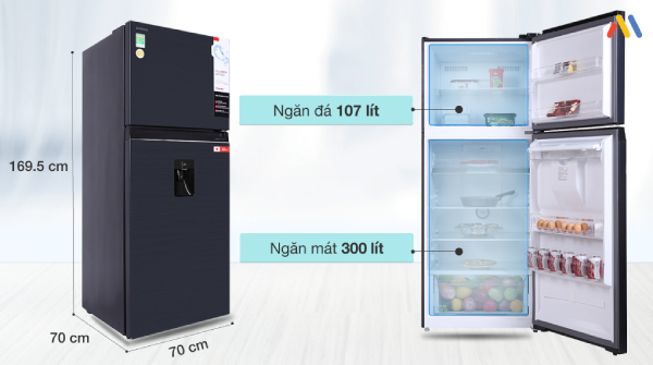 Kích thước tủ lạnh Toshiba Inverter 407 lít GR-RT535WE-PMV(06)-MG