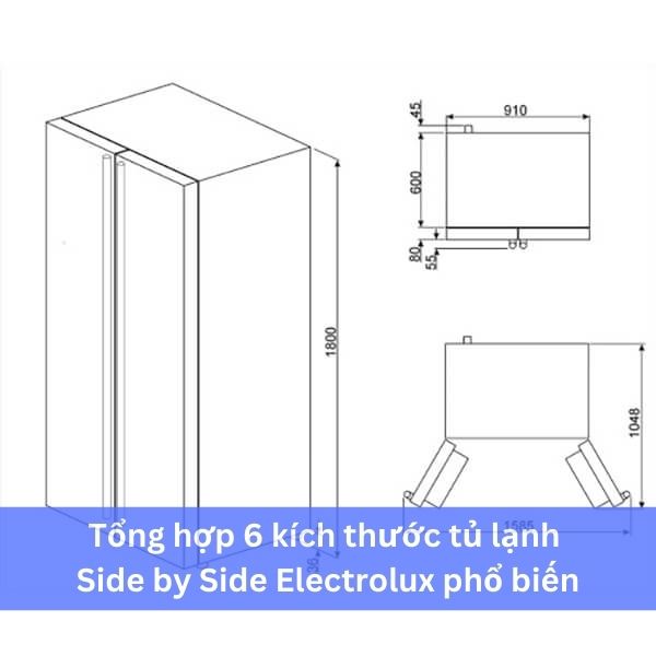 Khám phá kích thước tủ lạnh Side by Side Electrolux