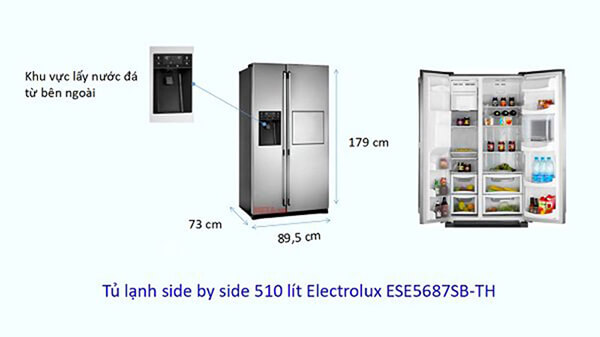 Kích thước Tủ lạnh Side by Side Electrolux ESE5687SB -TH