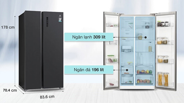 Kích thước tủ lạnh Side by Side Electrolux Inverter 505 lít ESE5401A-BVN