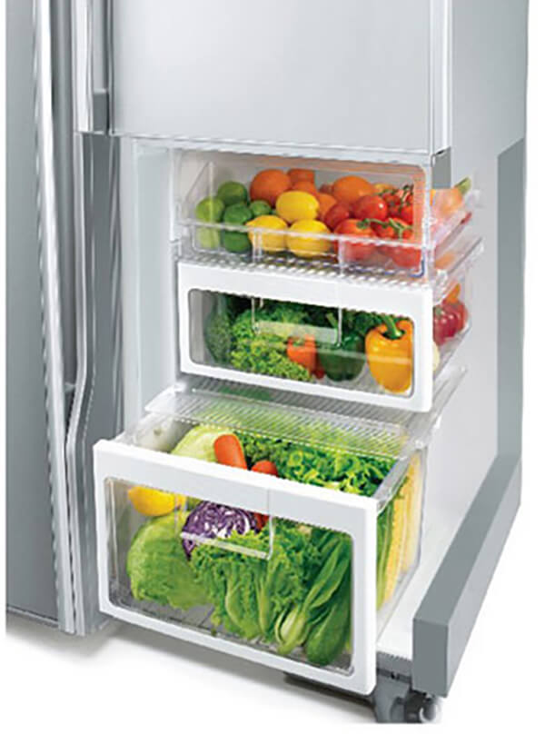 Tủ lạnh Side by Side Hitachi tích hợp nhiều hộc đựng thực phẩm chuyên dụng