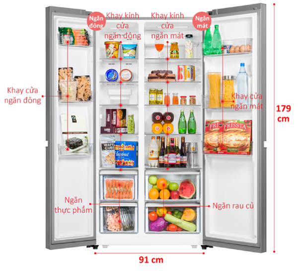 Tủ lạnh Side By Side Aqua 518 lít