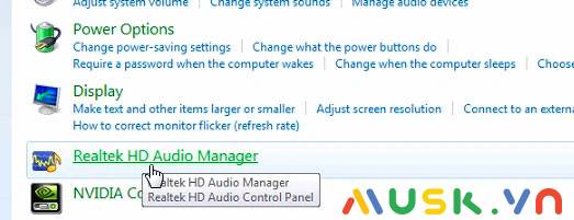 Chọn Realtek HD Audio Manager