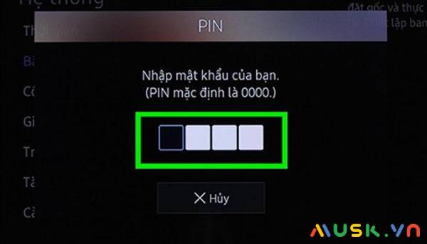 Thực hiện nhập mã Pin để khắc phục lõi tìm kiếm bằng giọng nói trên tivi Samsung