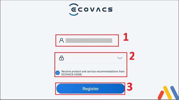 Cách sử dụng máy hút bụi Deebot: đăng nhập tài khoản Ecovacs