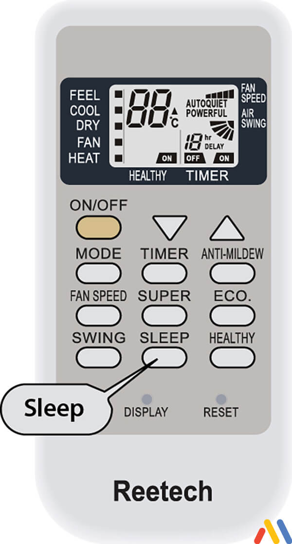 cách sử dụng remote máy lạnh reetech kích hoạt chế độ sleep