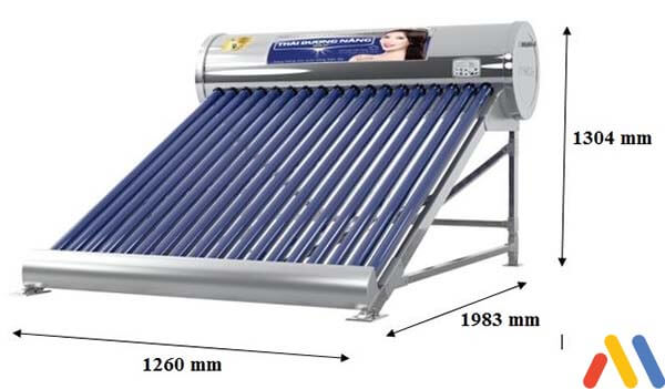 Chiều cao máy nước nóng năng lượng mặt trời Gold 140l